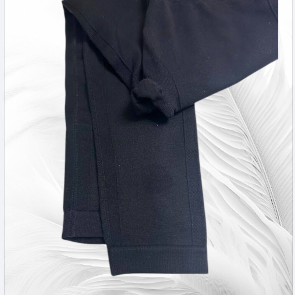 HOMMA Black High Waist Stretch Leggings with Textured Panels - Picture 4 of 10
